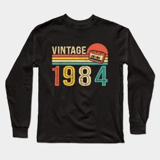 Vintage 1984 40th Birthday Gift Retro Cassette Tape Long Sleeve T-Shirt